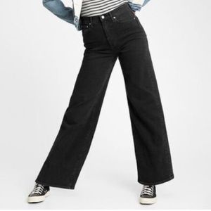 GAP Sky High Wide Leg Jeans - Black Size 16/33 Tall